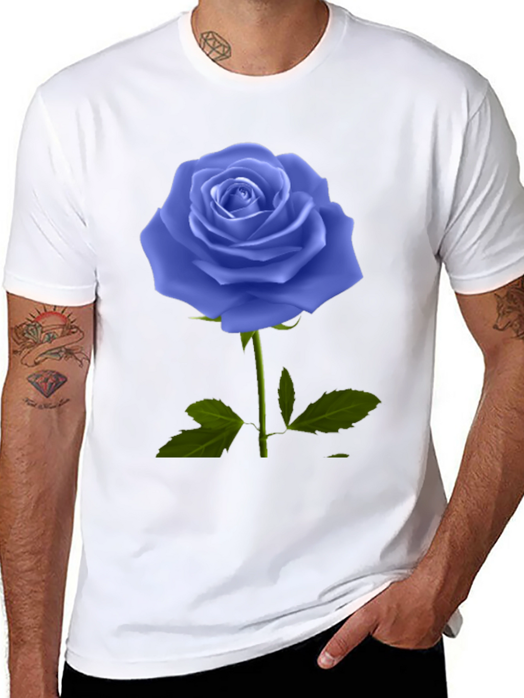 Blue Rose Graphic Tee - Unique Floral Design