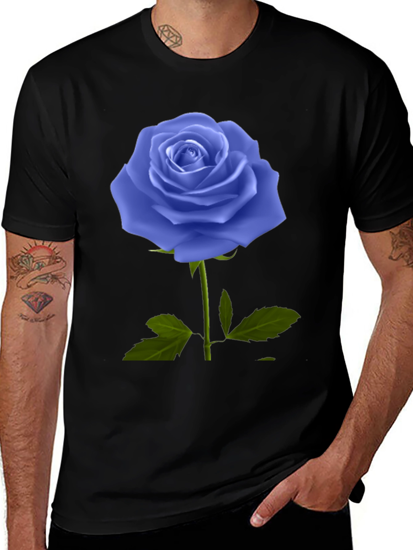 Blue Rose Graphic Tee - Unique Floral Design