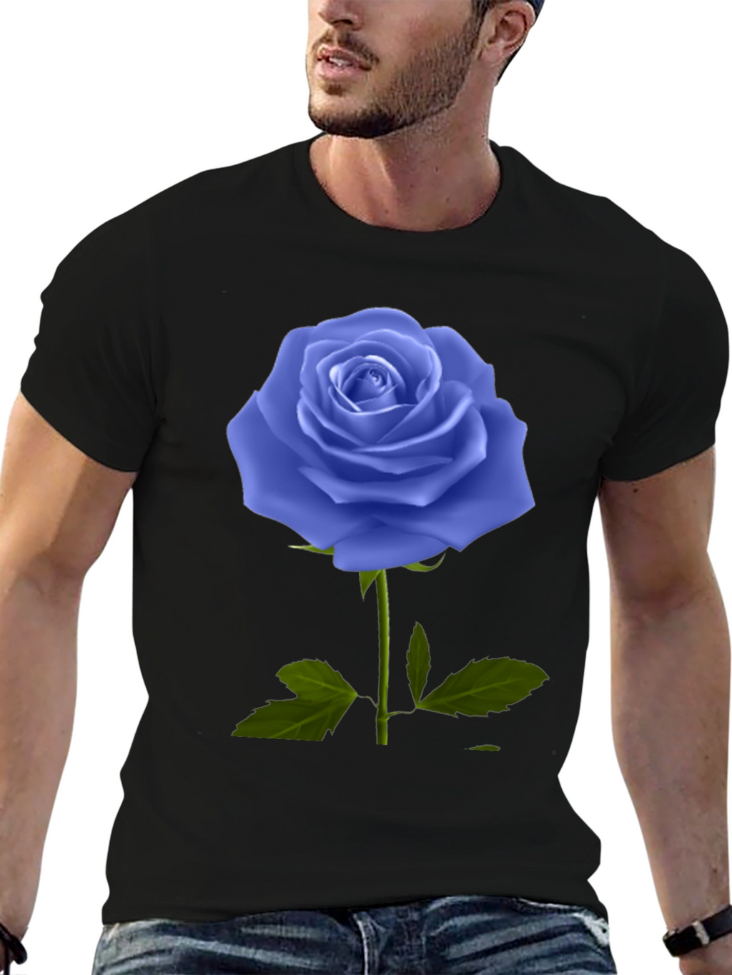 Blue Rose Graphic Tee - Unique Floral Design