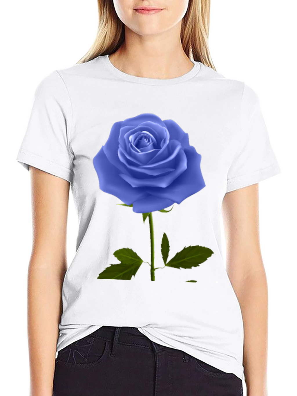 Blue Rose Graphic Tee - Unique Floral Design