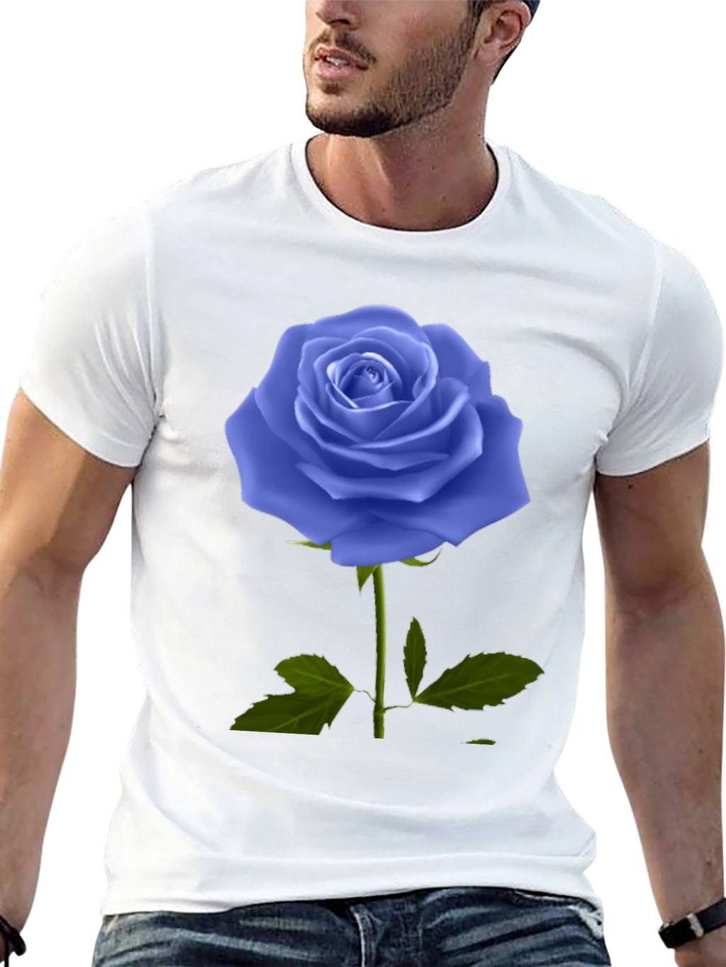 Blue Rose Graphic Tee - Unique Floral Design