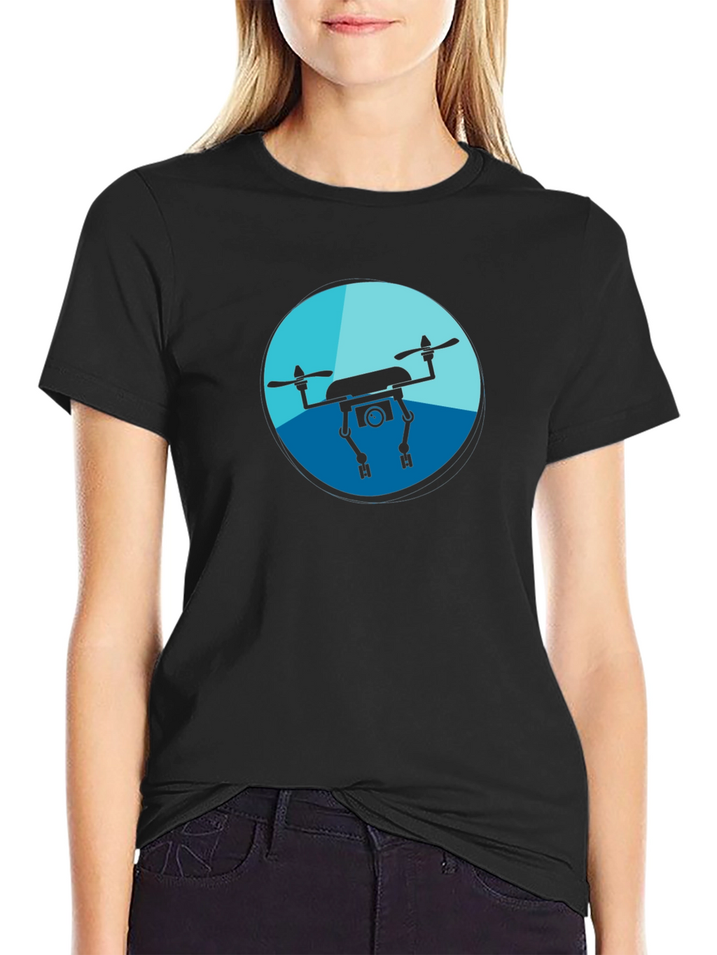 Drone Graphic Tee - Black Casual Shirt