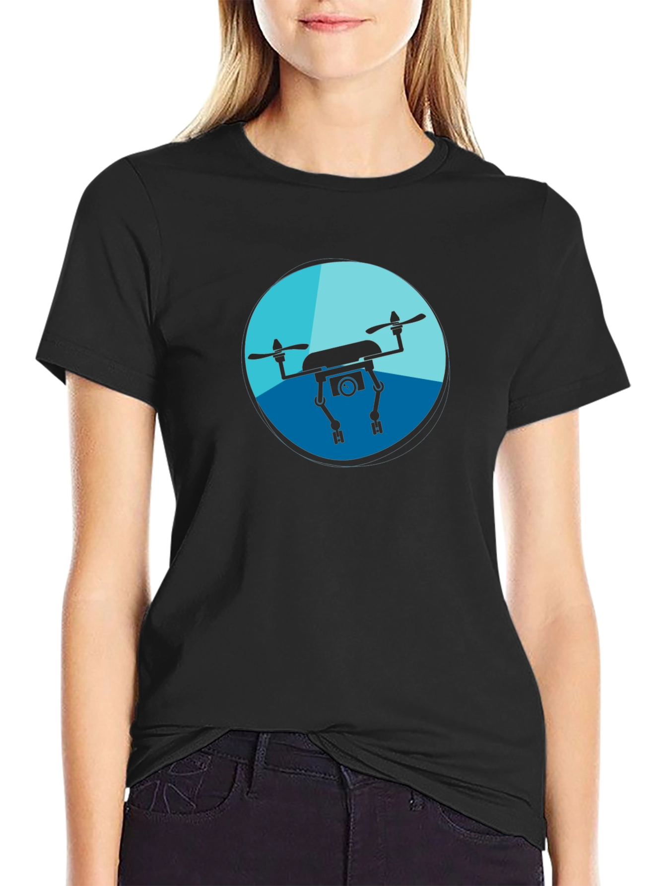 Drone Graphic Tee - Black Casual Shirt