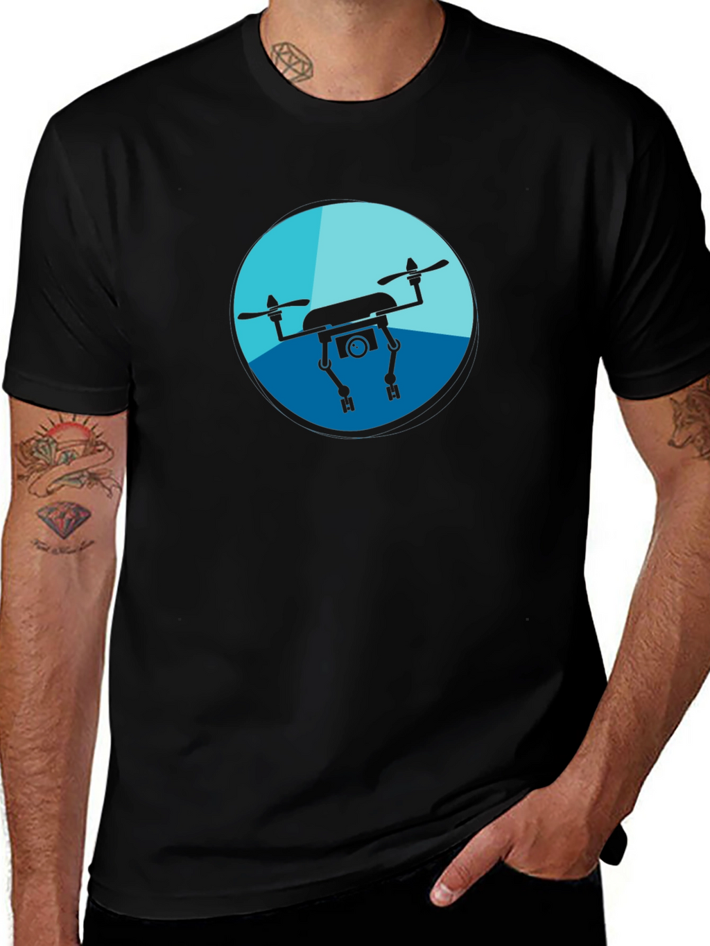Drone Graphic Tee - Black Casual Shirt