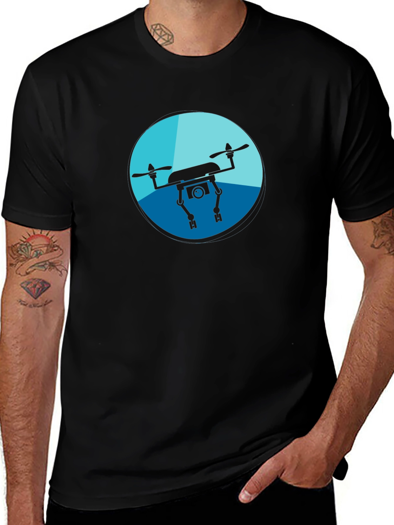 Drone Graphic Tee - Black Casual Shirt