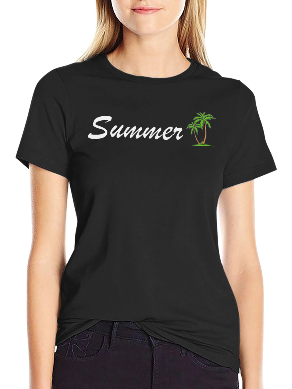Summer Palm Tree Black T-Shirt