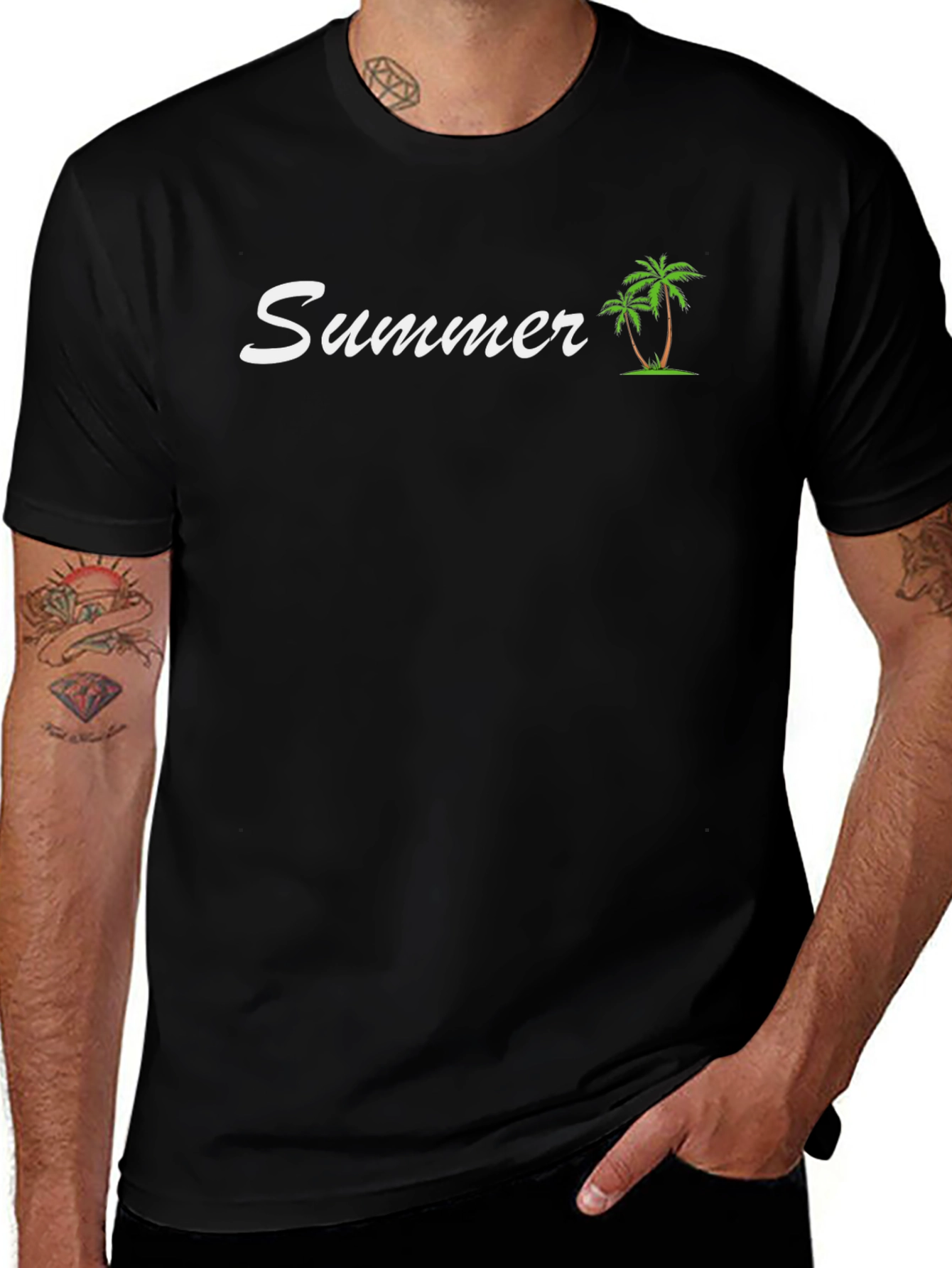 Summer Palm Tree Black T-Shirt