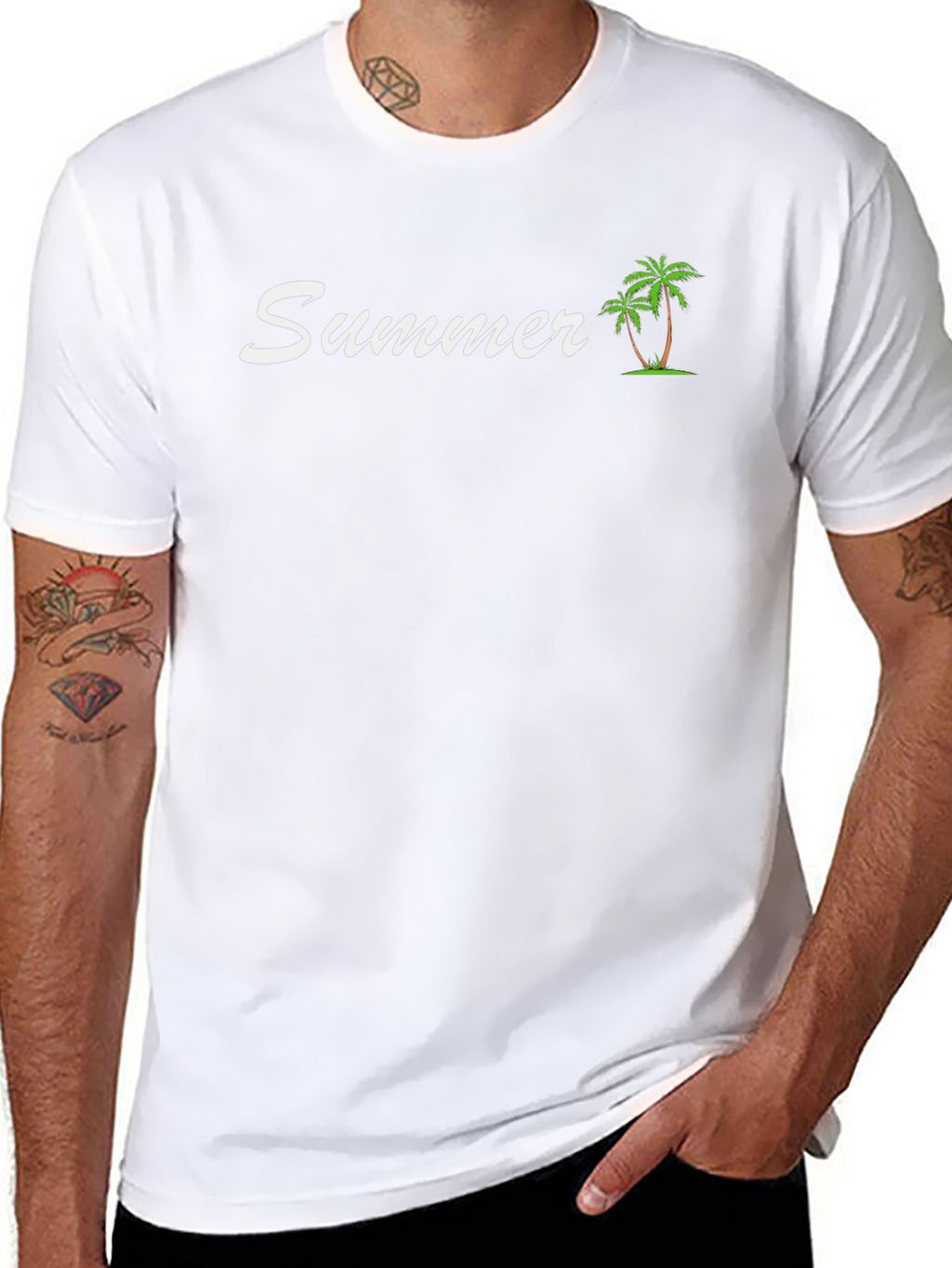 Summer Palm Tree Black T-Shirt