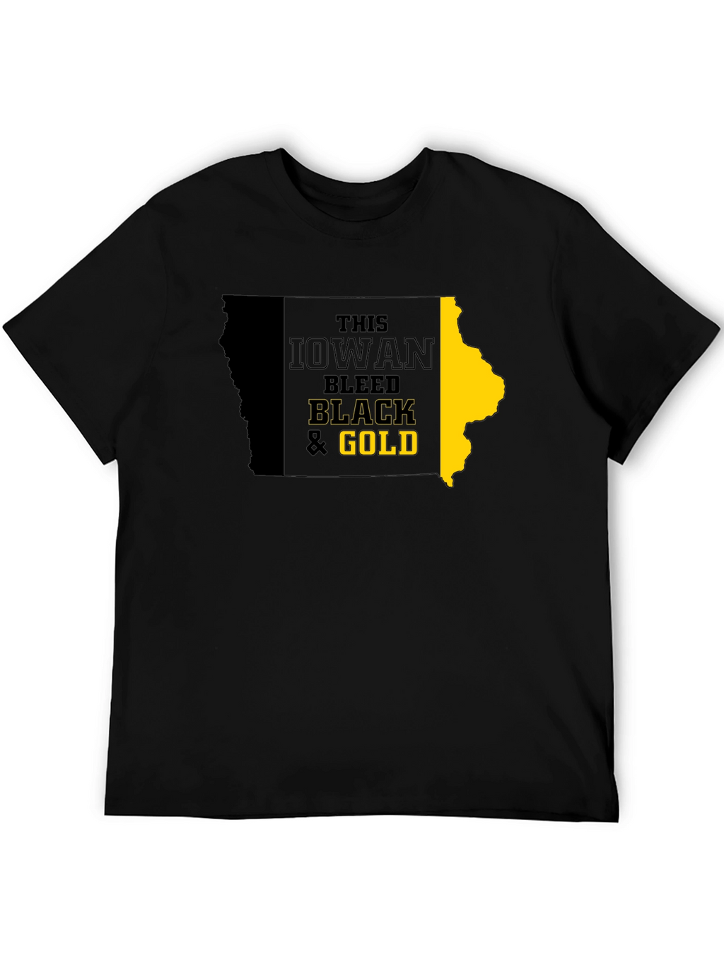 Iowa Hawkeyes Black & Gold State T-Shirt