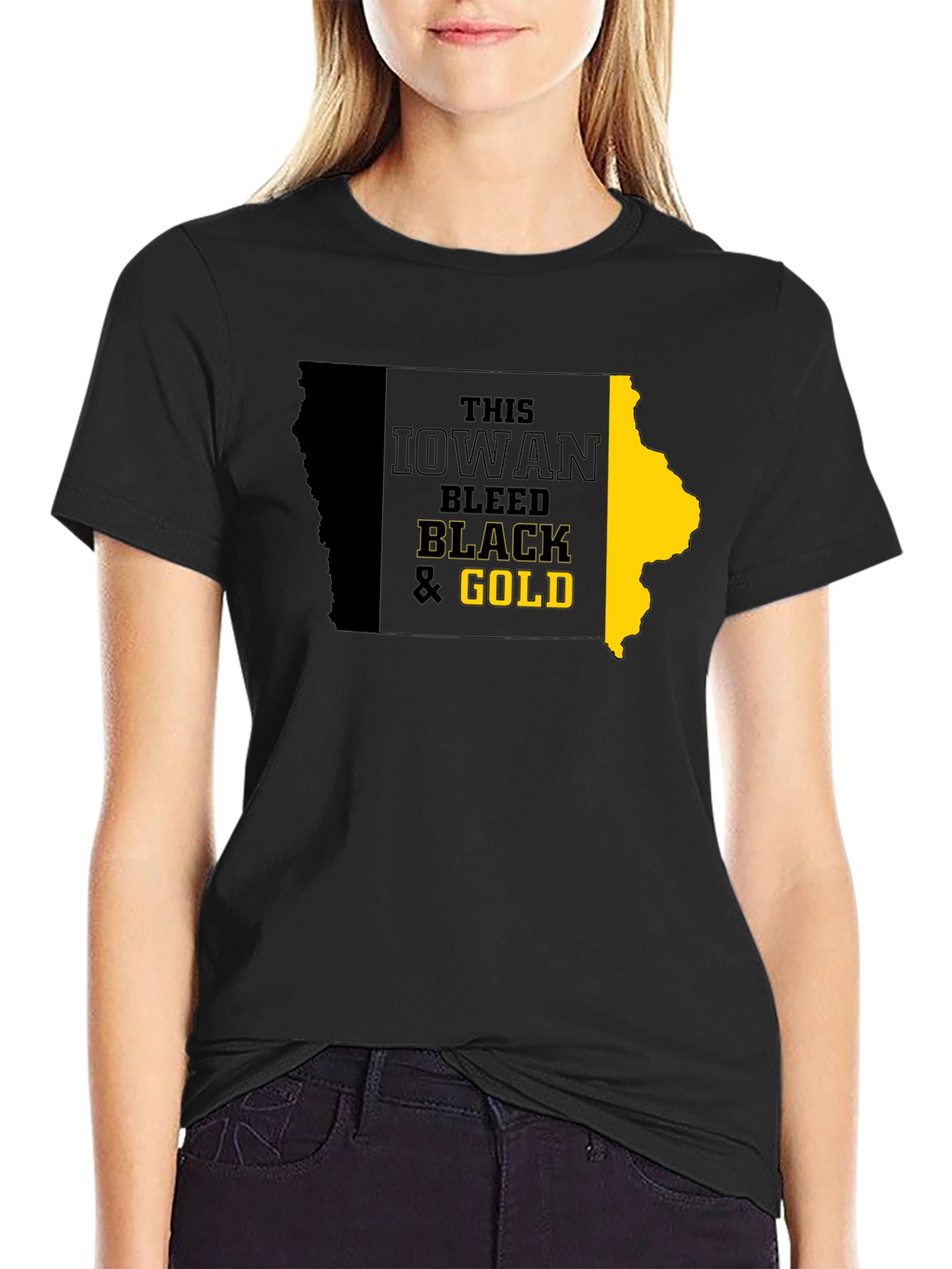 Iowa Hawkeyes Black & Gold State T-Shirt