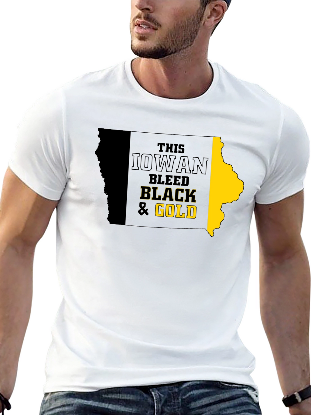 Iowa Hawkeyes Black & Gold State T-Shirt