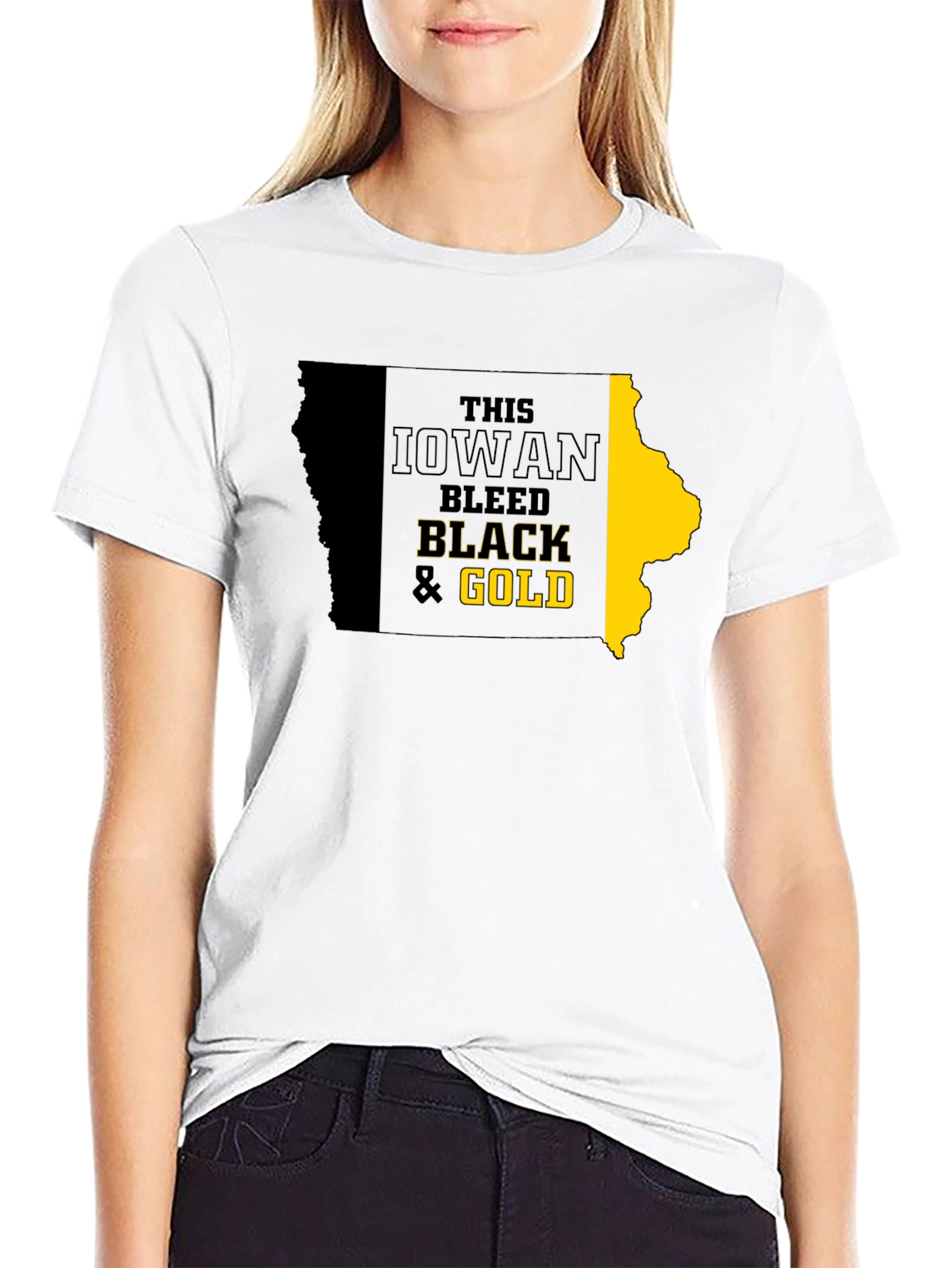 Iowa Hawkeyes Black & Gold State T-Shirt