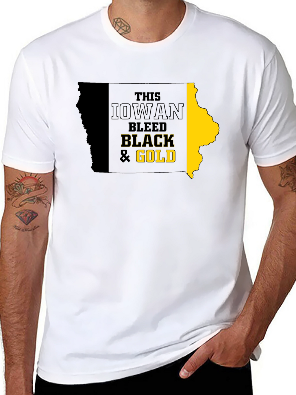 Iowa Hawkeyes Black & Gold State T-Shirt