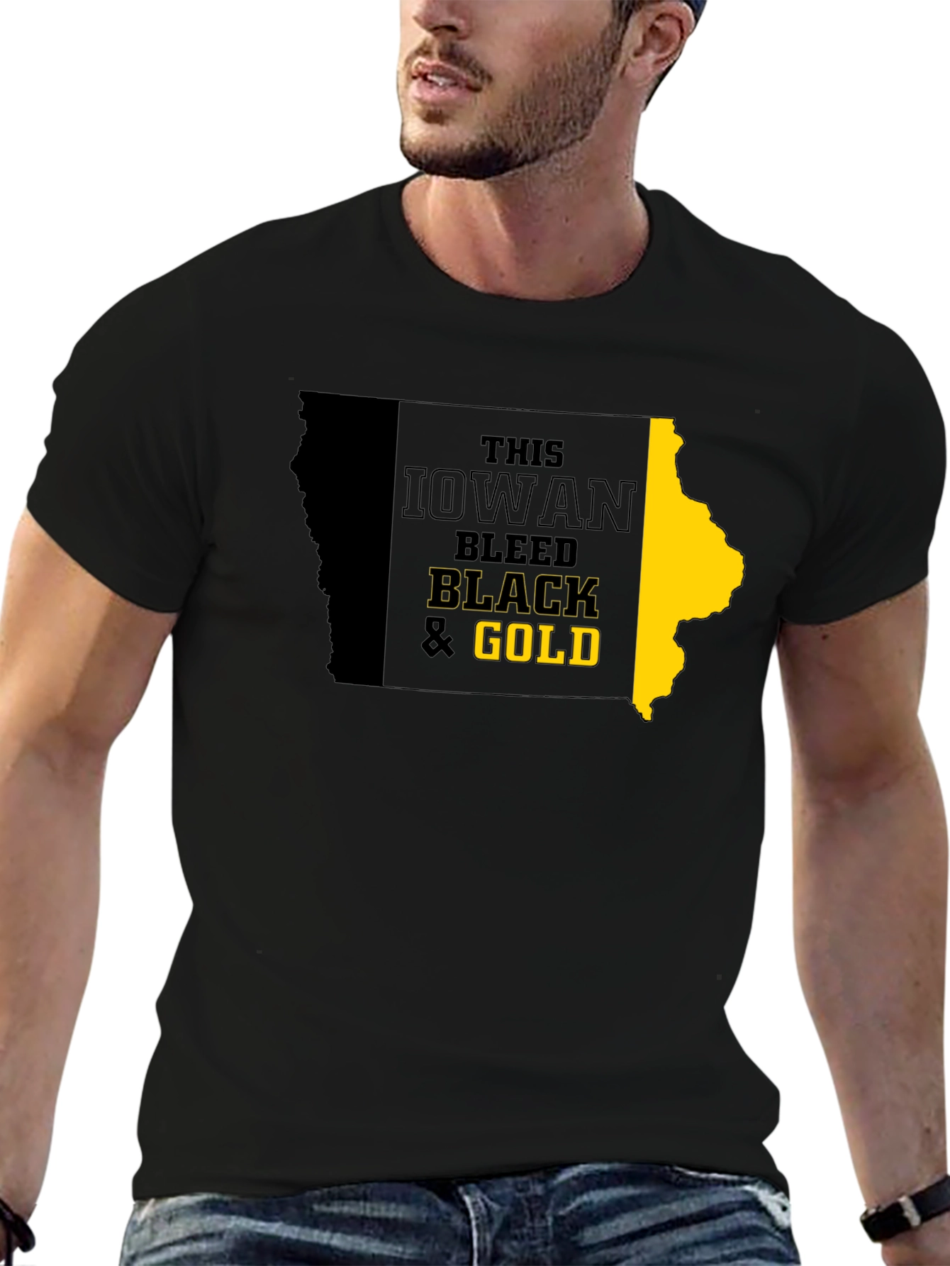 Iowa Hawkeyes Black & Gold State T-Shirt