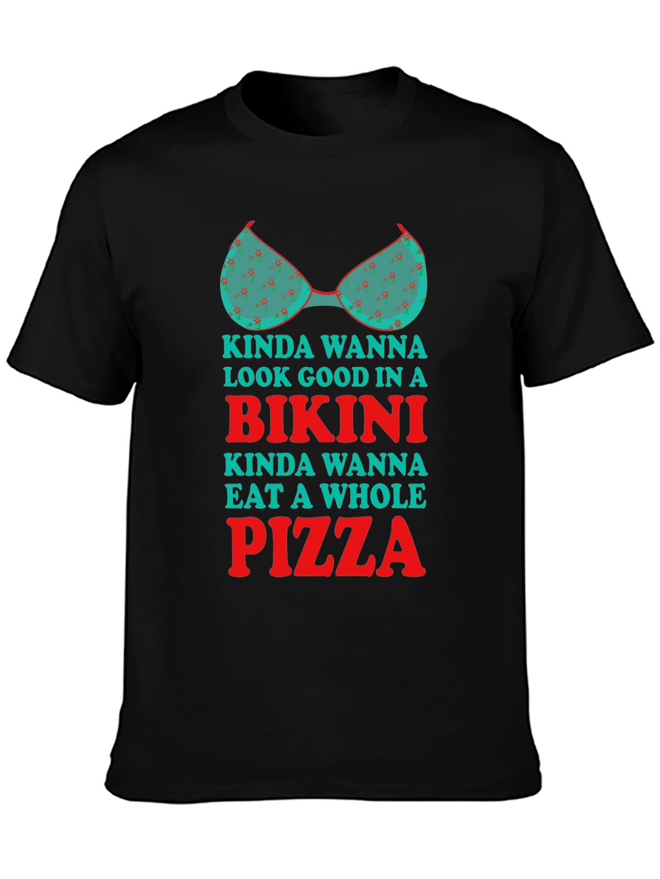Bikini Pizza Graphic Tee - Humorous T-Shirt