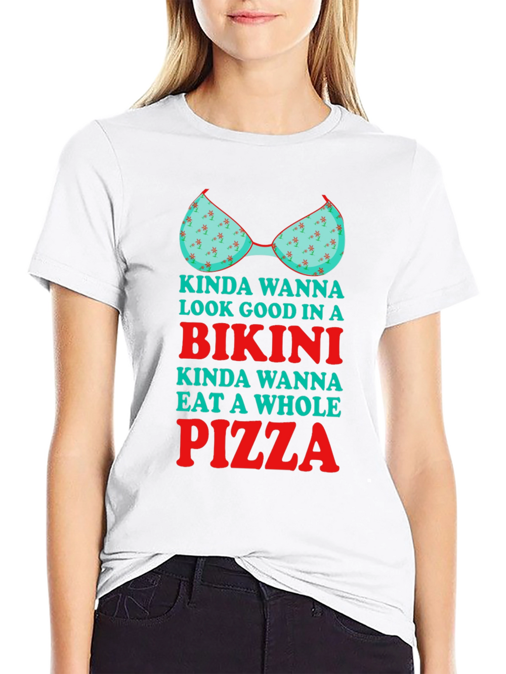 Bikini Pizza Graphic Tee - Humorous T-Shirt