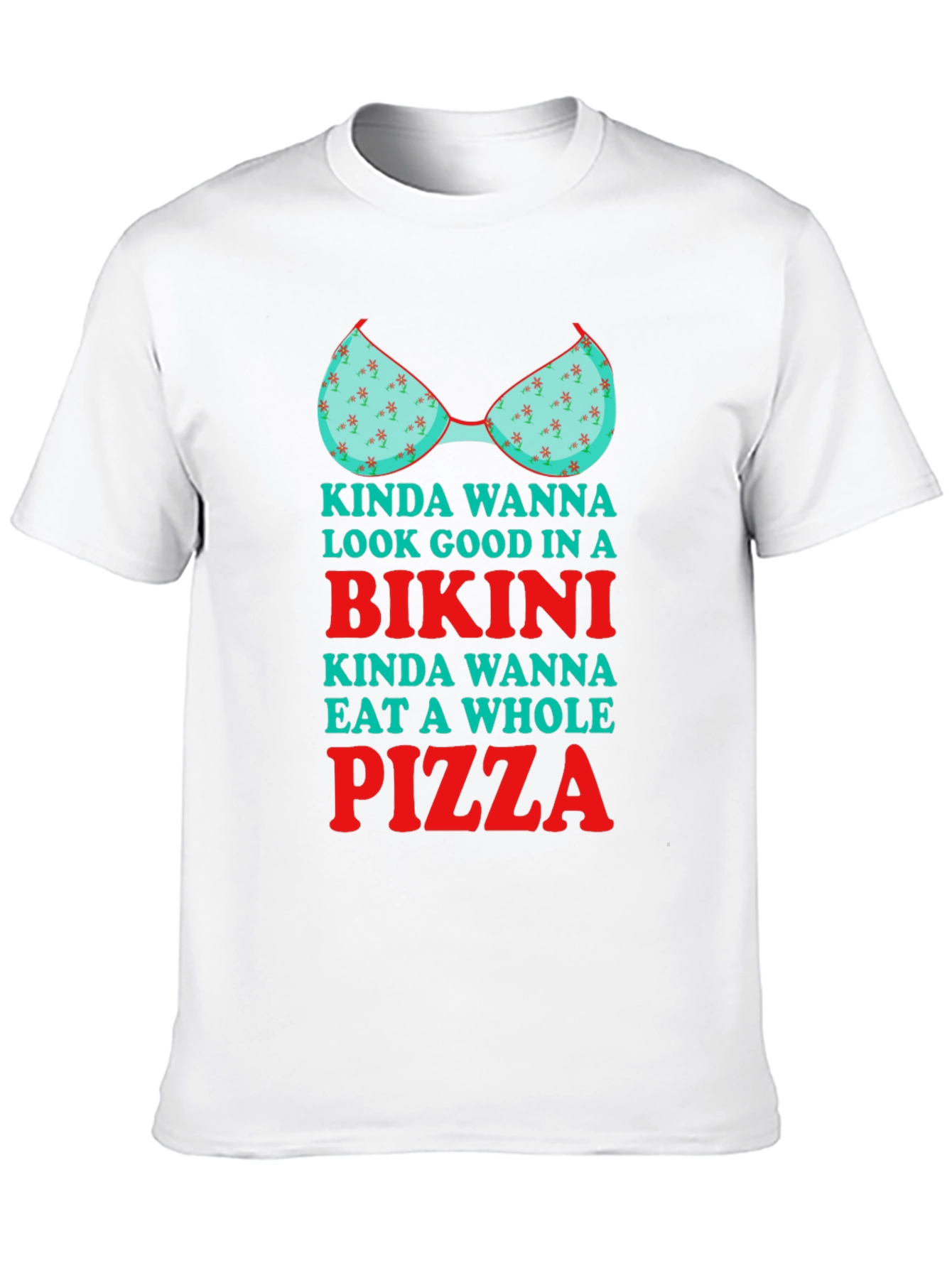 Bikini Pizza Graphic Tee - Humorous T-Shirt