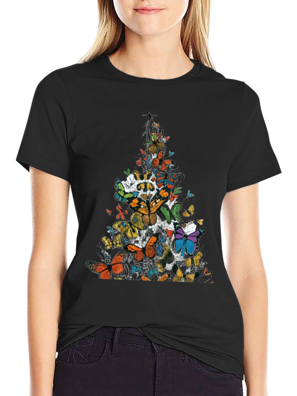 Butterfly Cascade Graphic Tee - Black