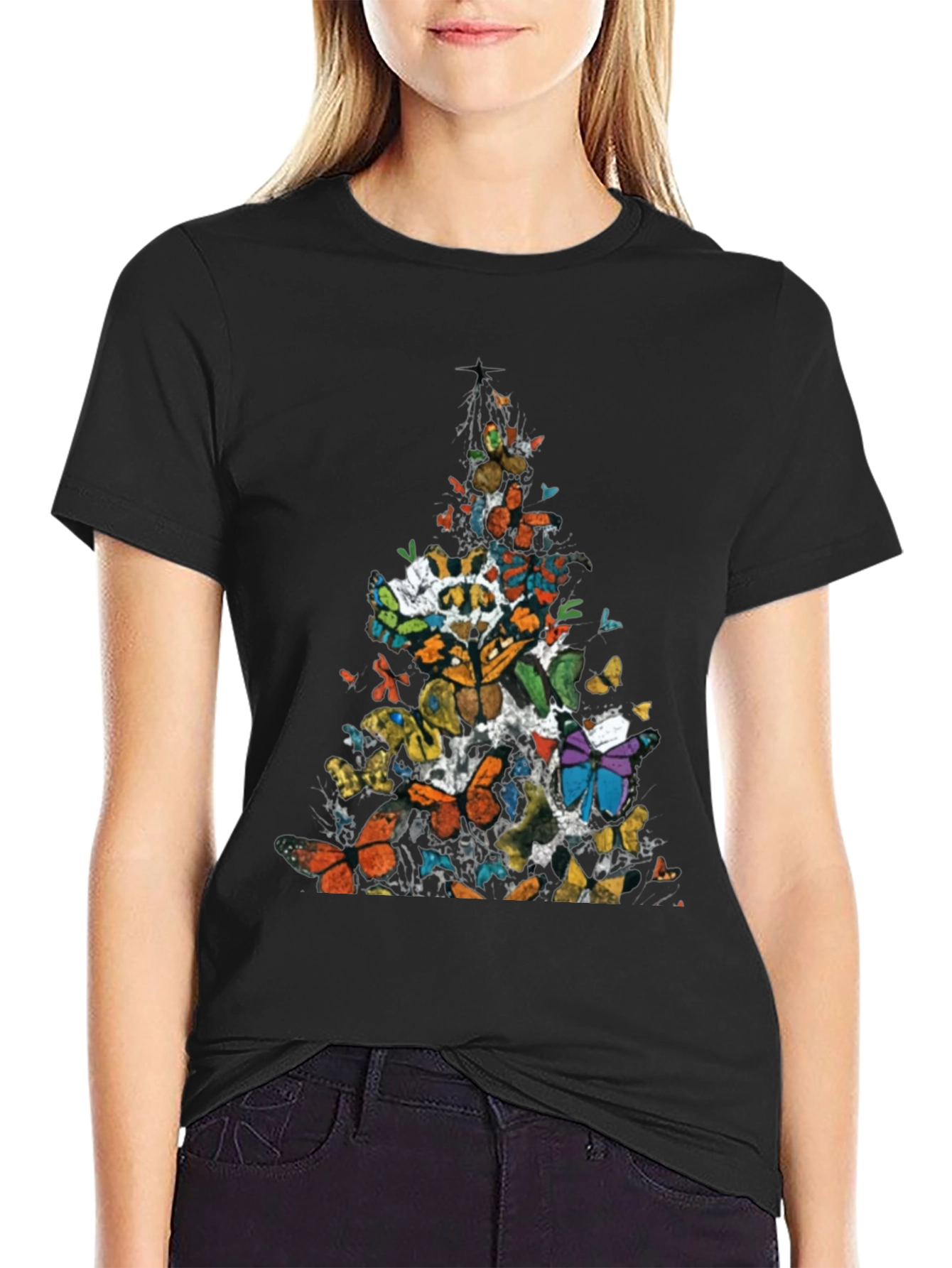Butterfly Cascade Graphic Tee - Black