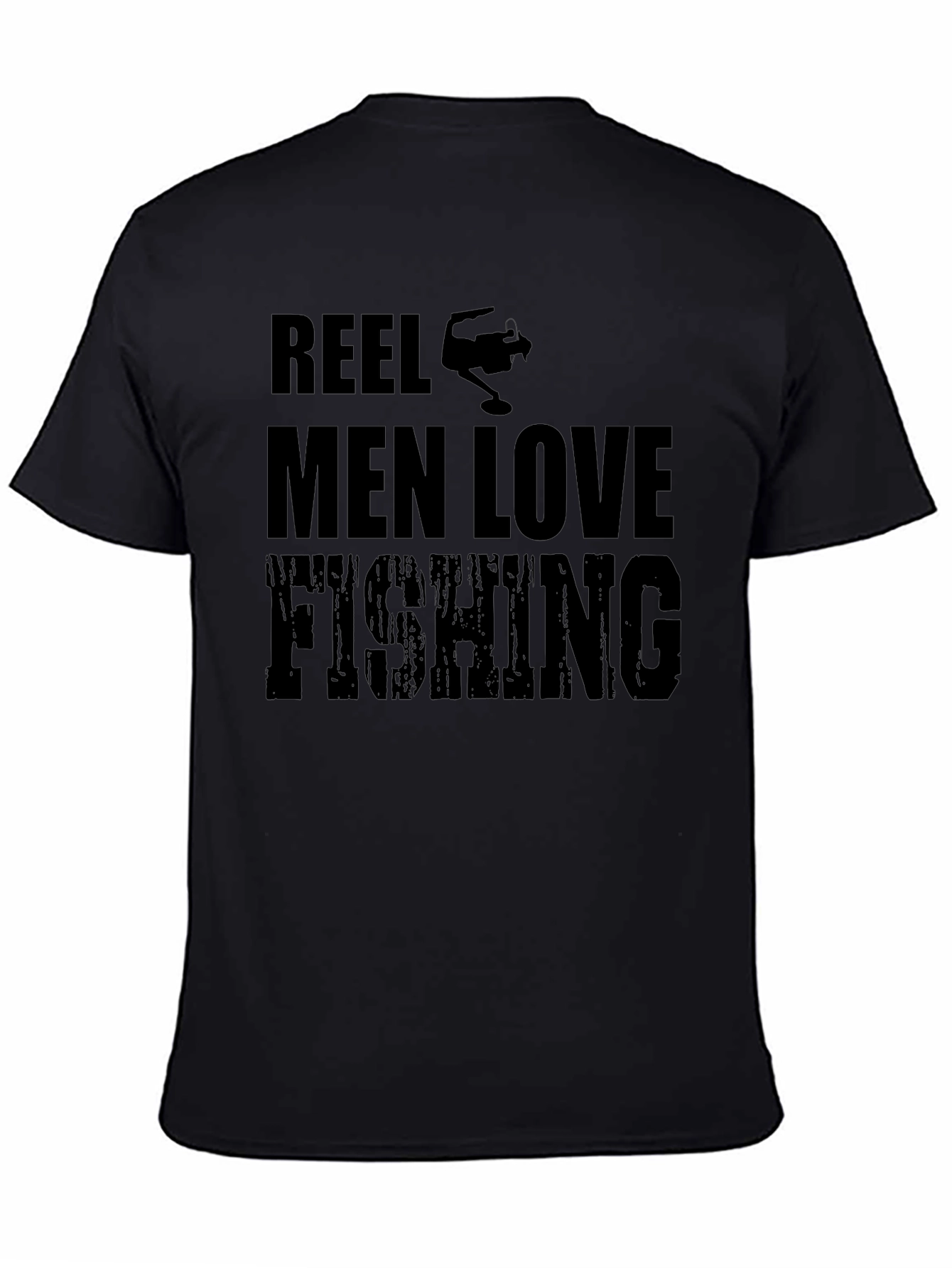 Reel Men Love Fishing Graphic Tee - Black Cotton T-Shirt
