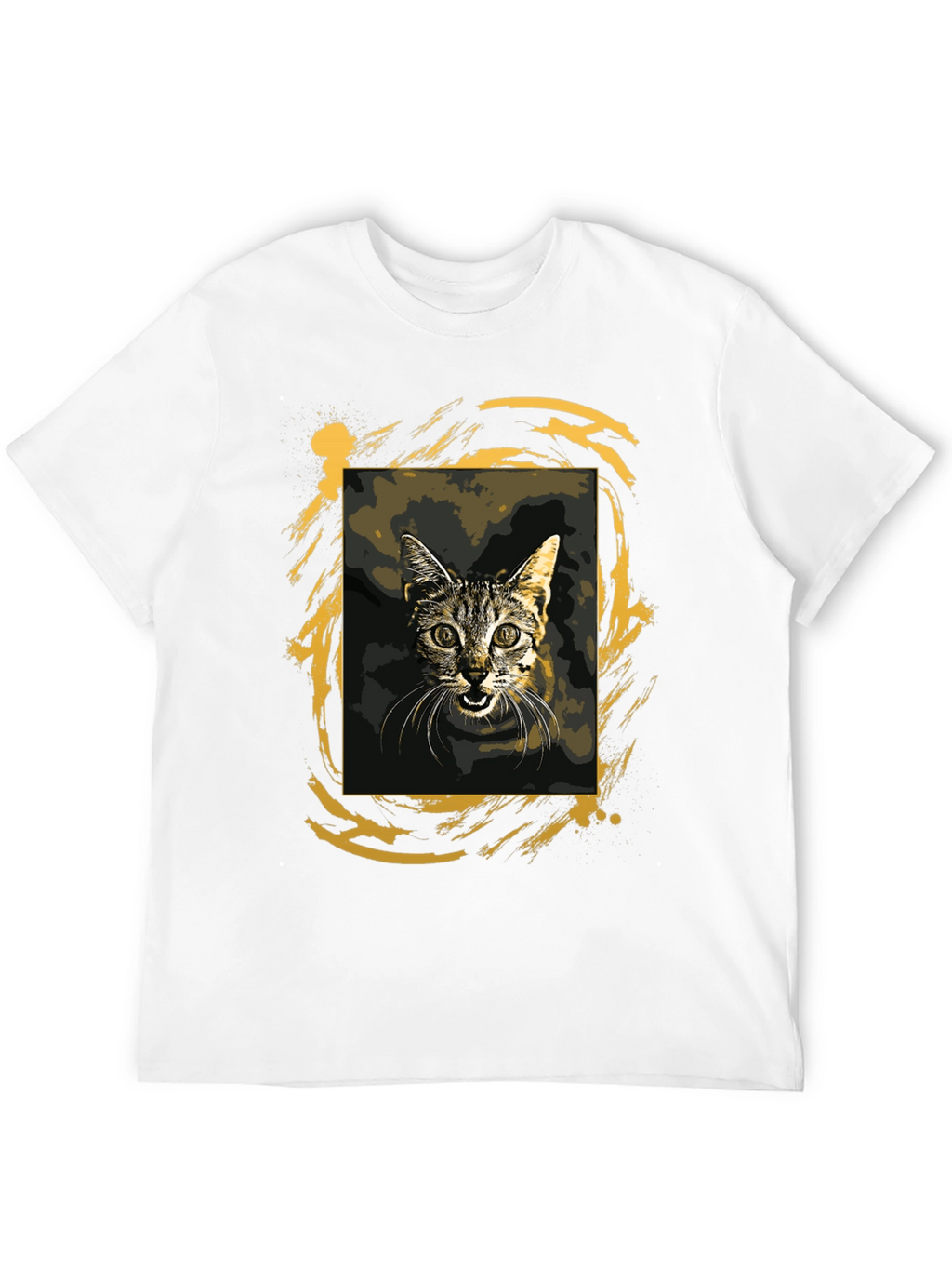 Cat Graphic Tee - Black Cotton T-Shirt