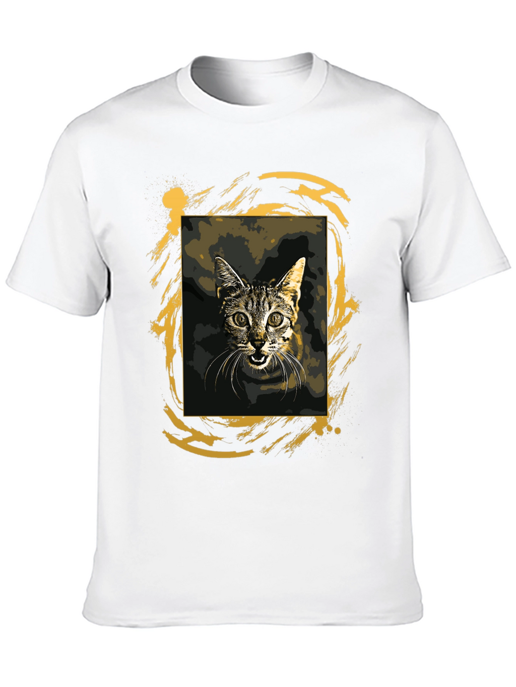 Cat Graphic Tee - Black Cotton T-Shirt
