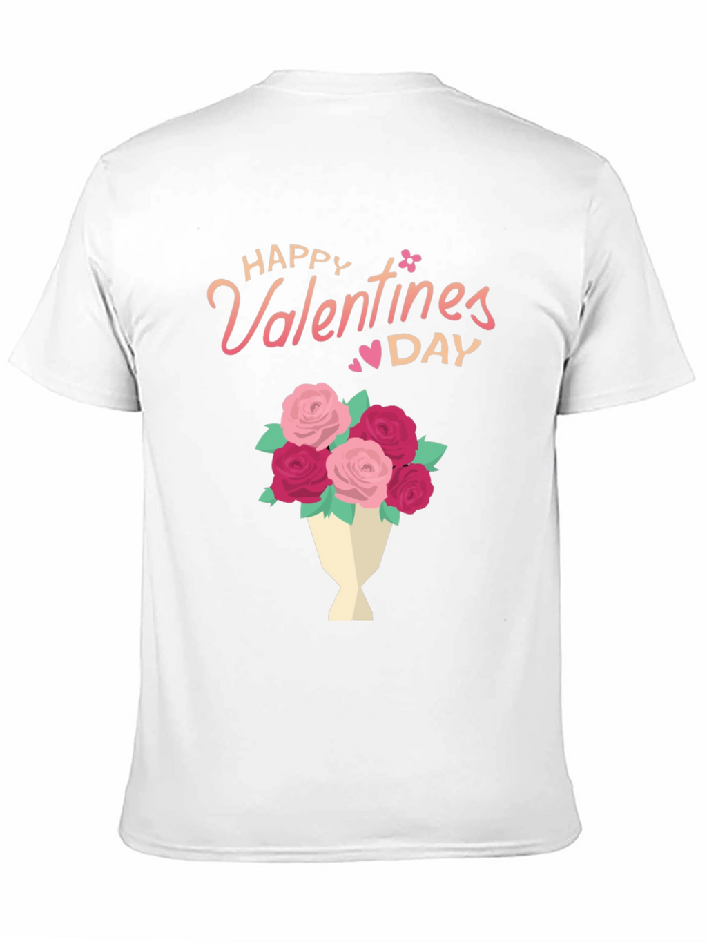 Happy Valentines Day Floral Bouquet Black T-Shirt