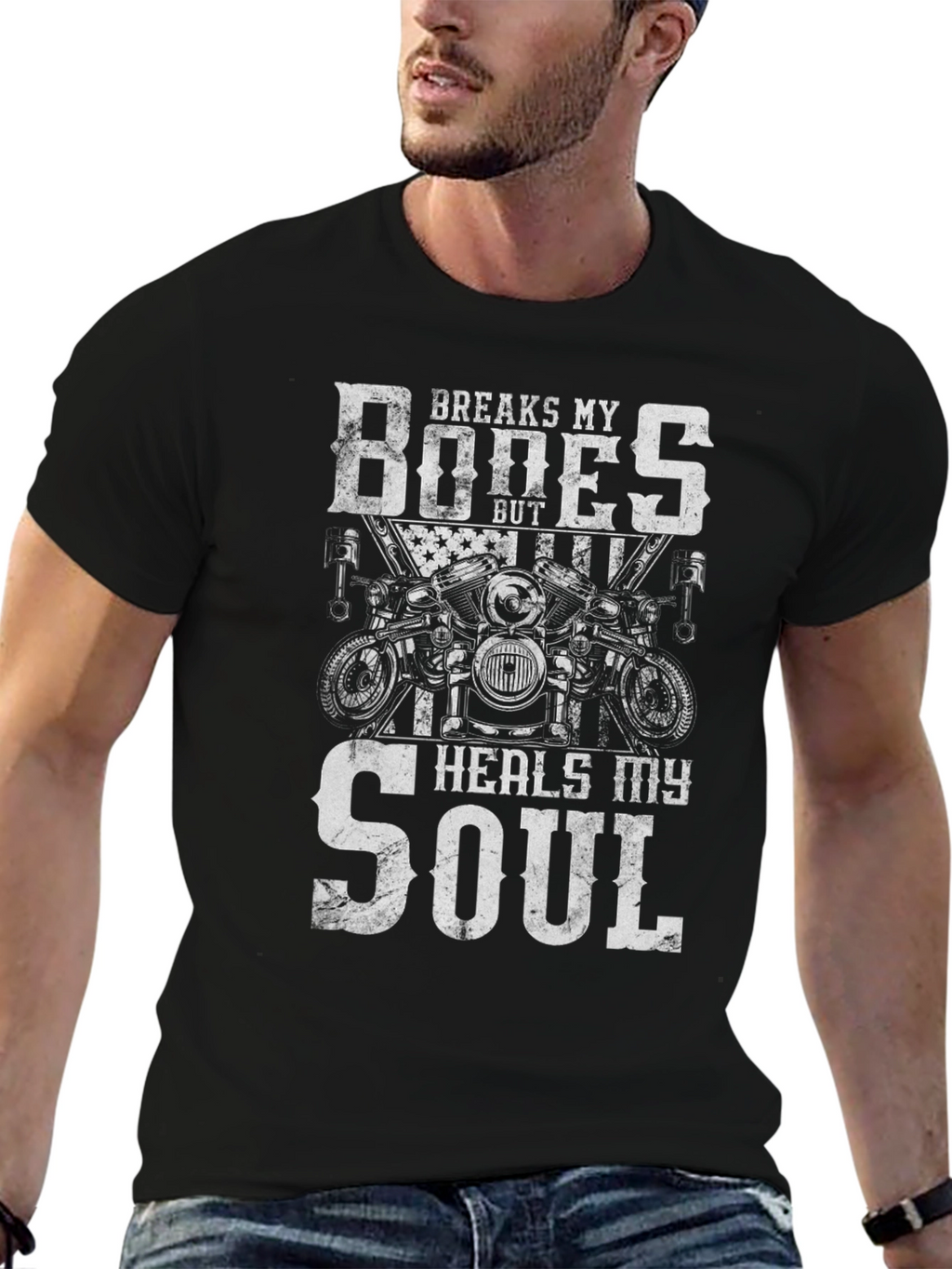 Breaks My Bones Heals My Soul Biker T-Shirt