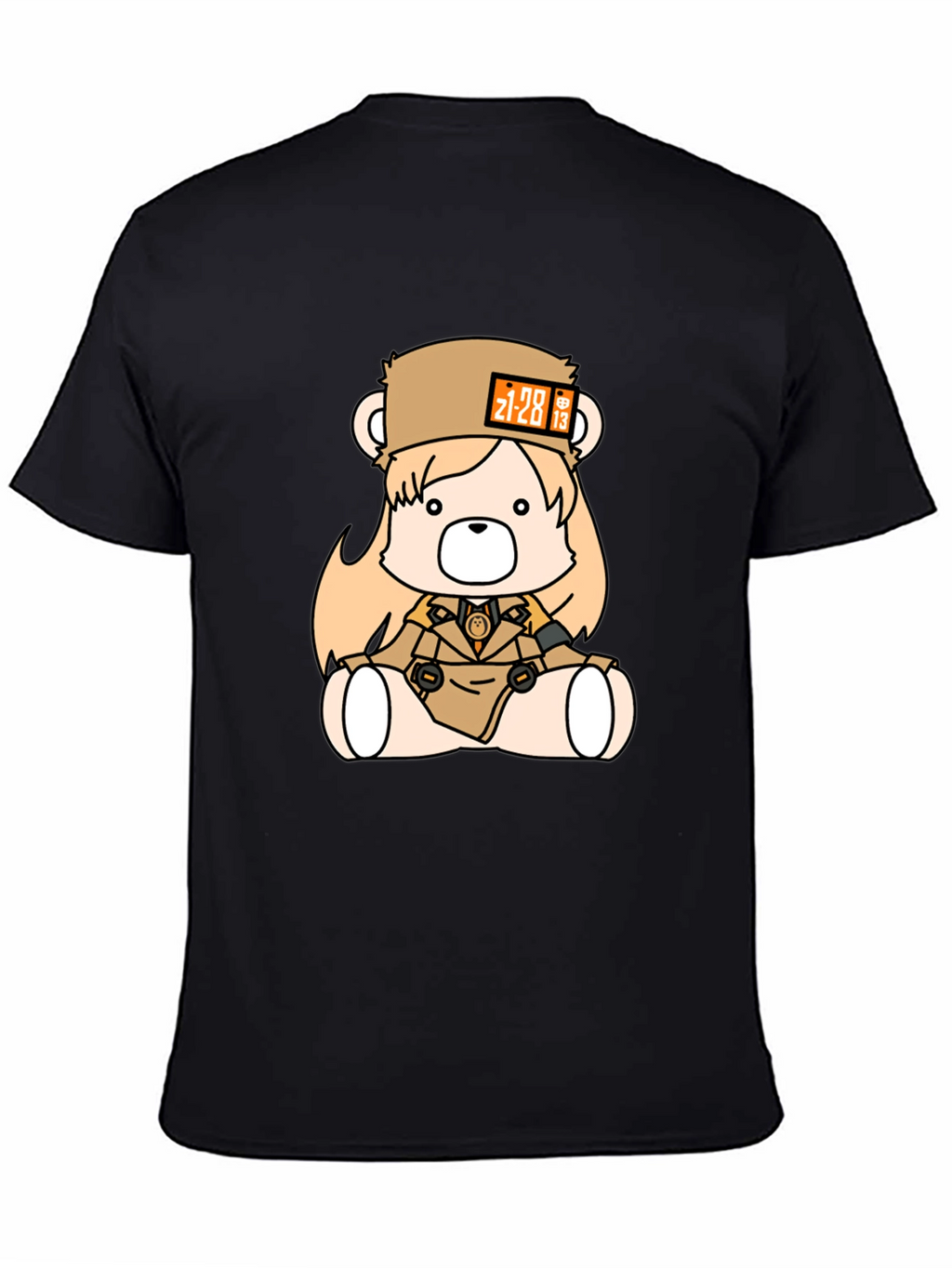 Anime Bear Graphic Black T-Shirt