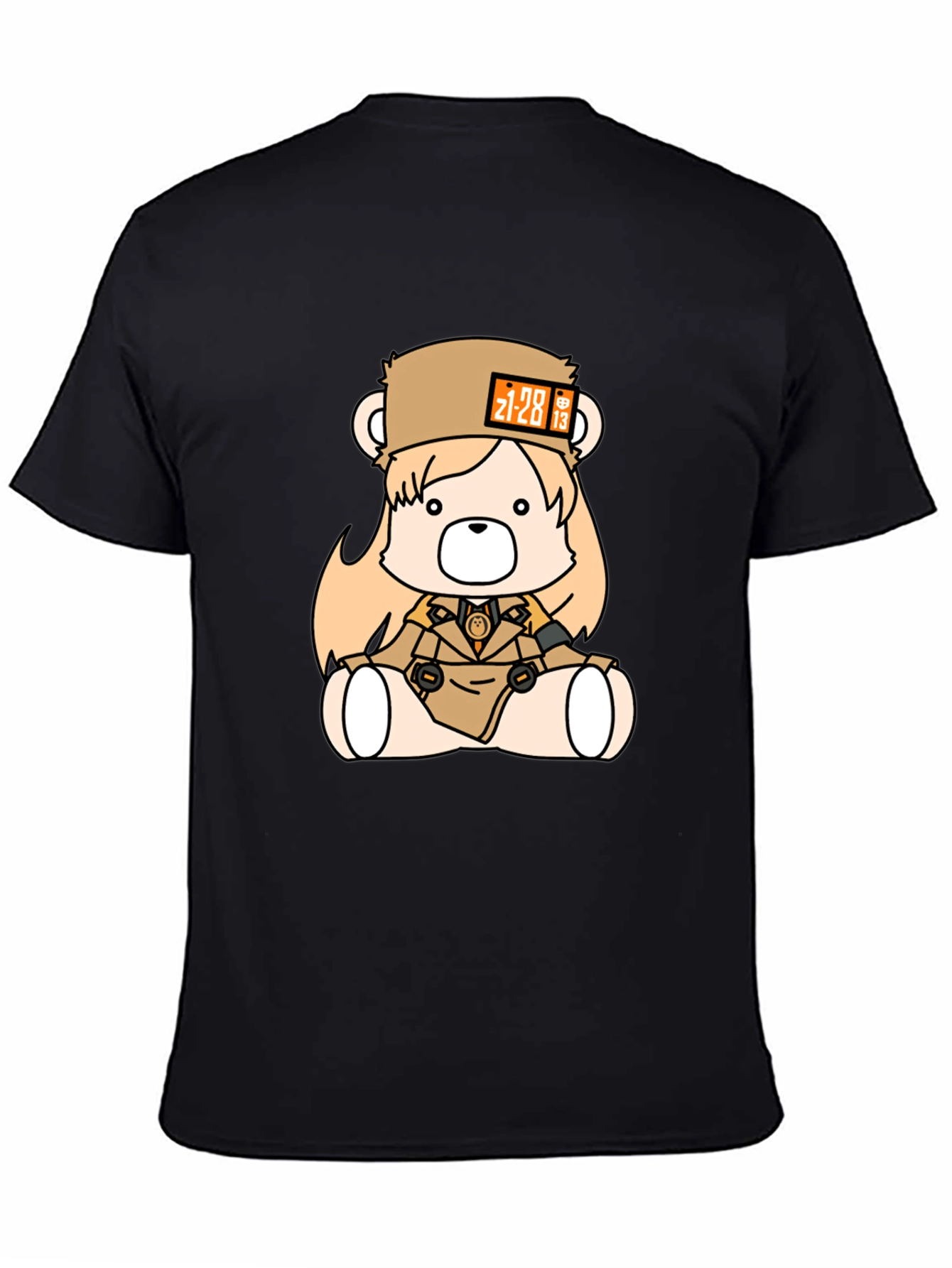 Anime Bear Graphic Black T-Shirt