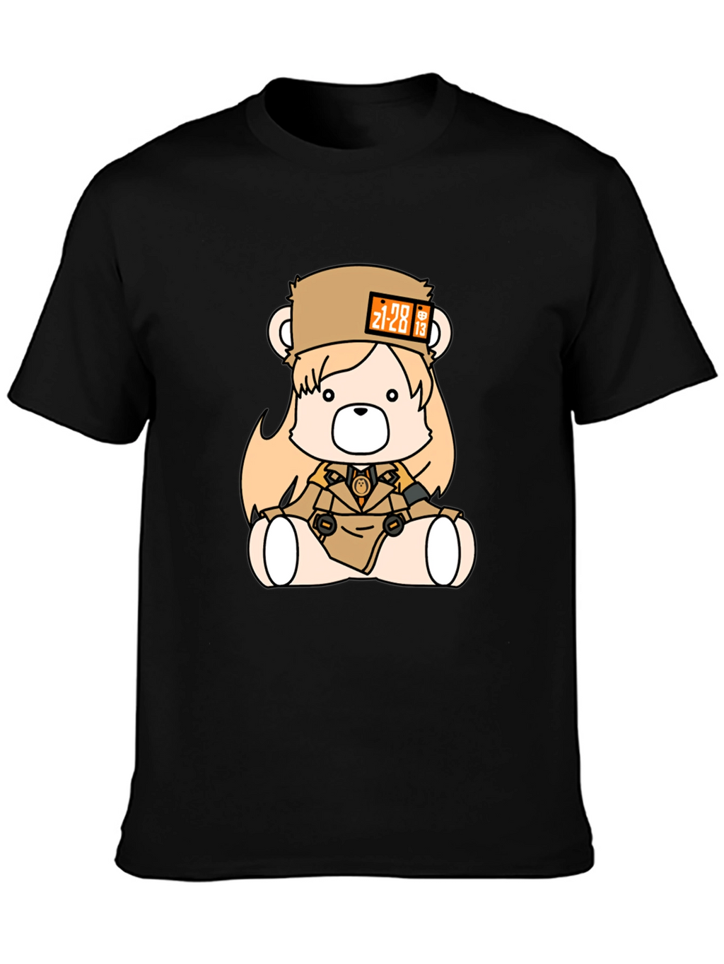 Anime Bear Graphic Black T-Shirt