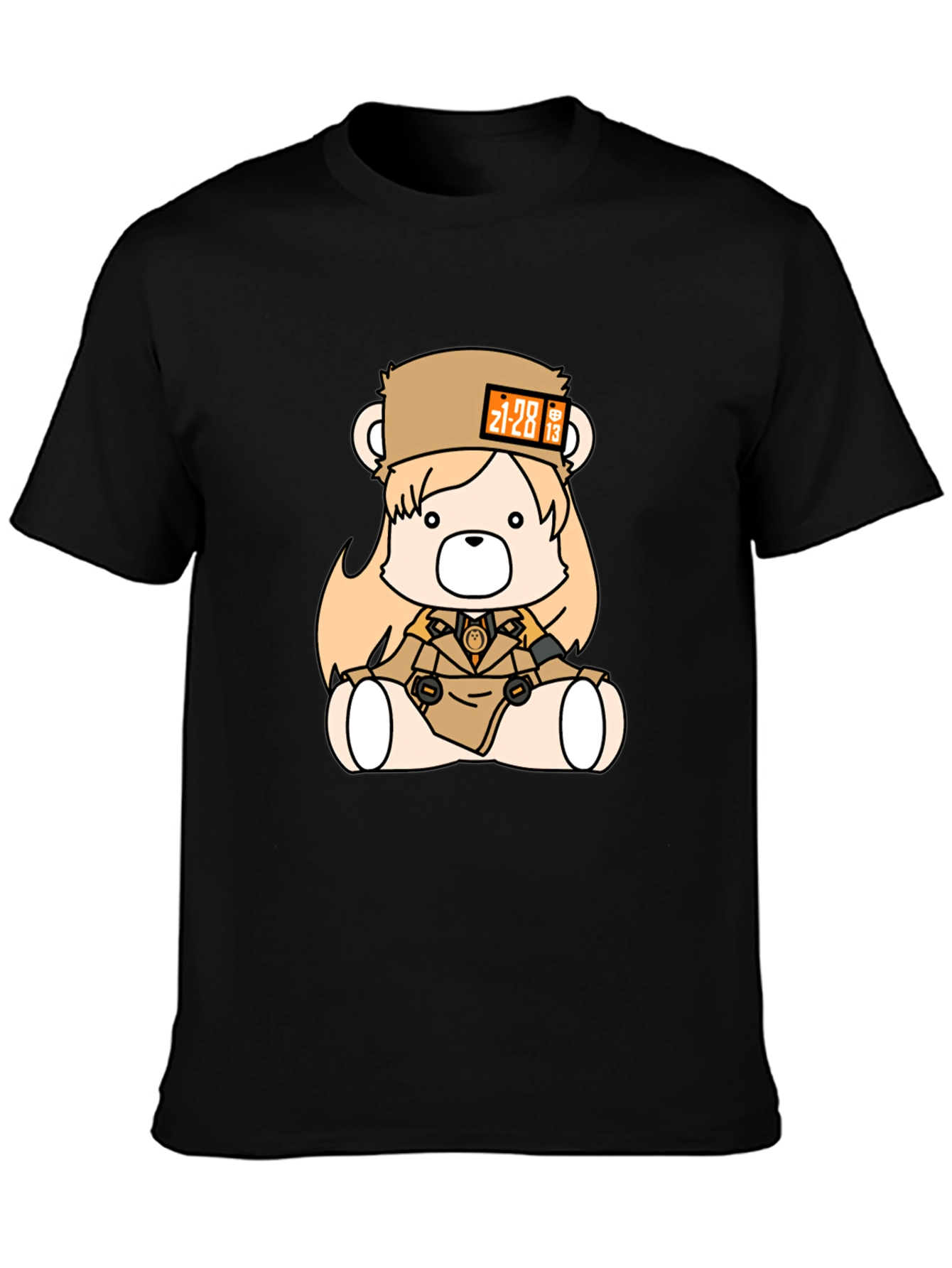 Anime Bear Graphic Black T-Shirt