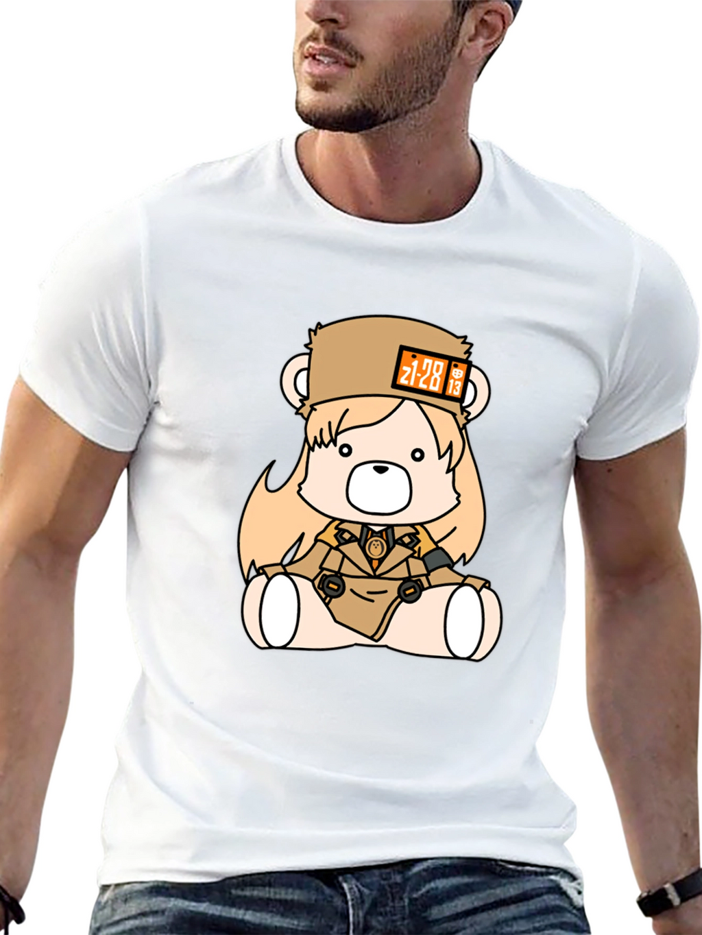 Anime Bear Graphic Black T-Shirt