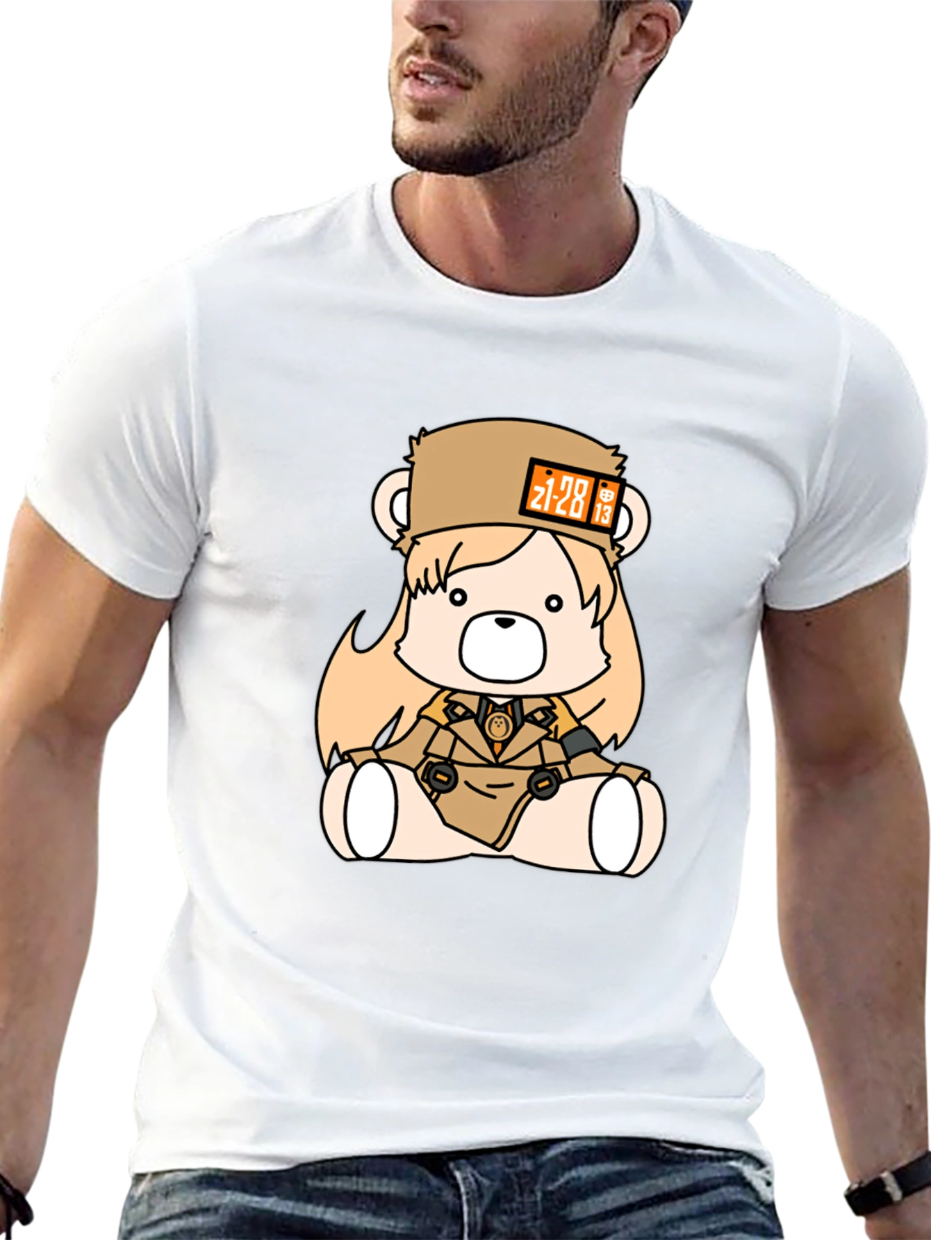 Anime Bear Graphic Black T-Shirt