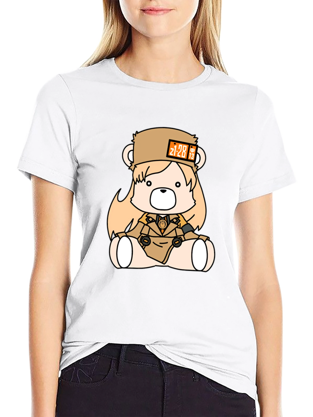 Anime Bear Graphic Black T-Shirt