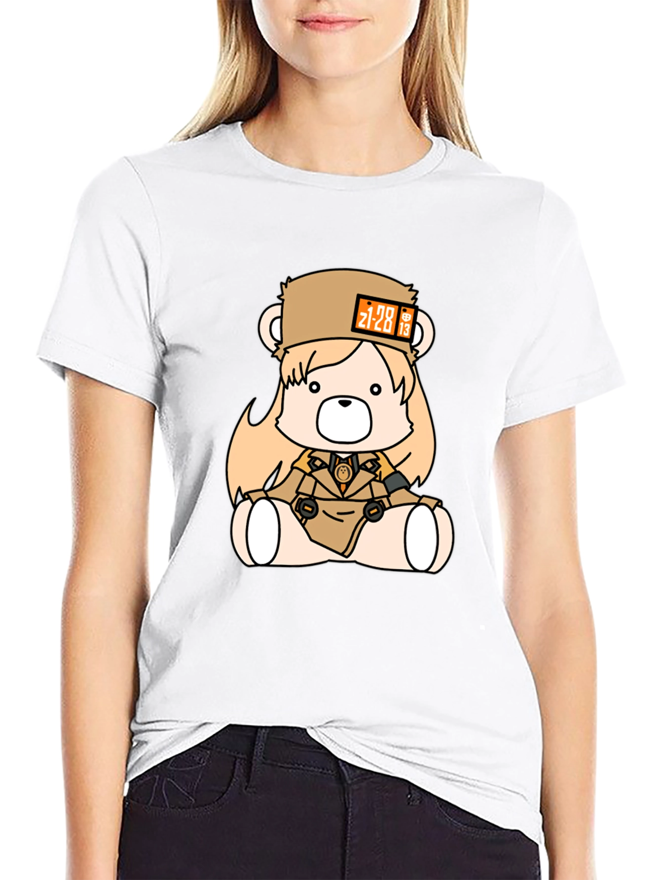Anime Bear Graphic Black T-Shirt
