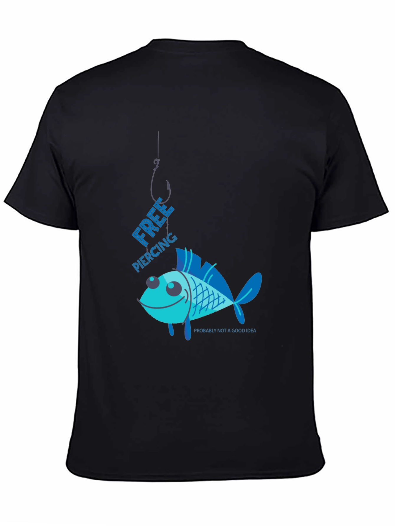 Free Piercing Fish Graphic T-Shirt Humor Tee