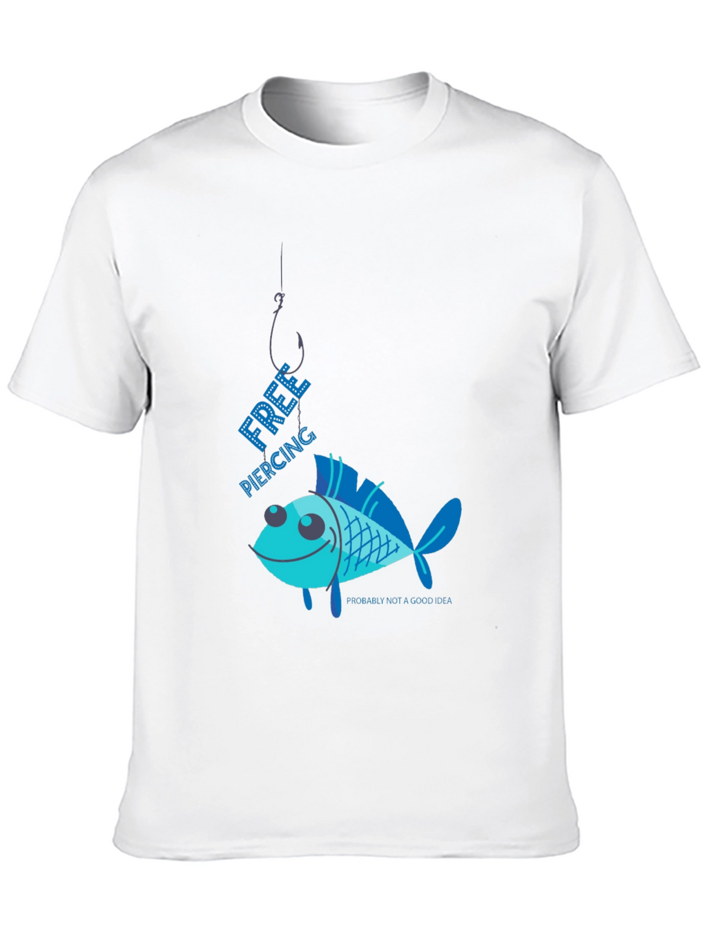 Free Piercing Fish Graphic T-Shirt Humor Tee