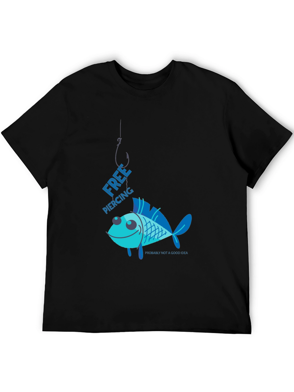 Free Piercing Fish Graphic T-Shirt Humor Tee