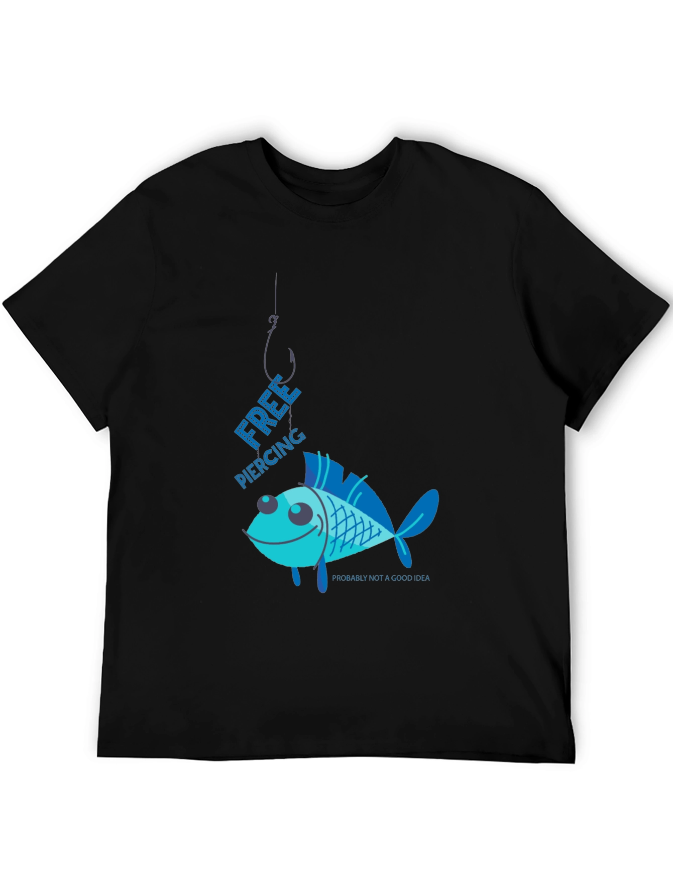 Free Piercing Fish Graphic T-Shirt Humor Tee