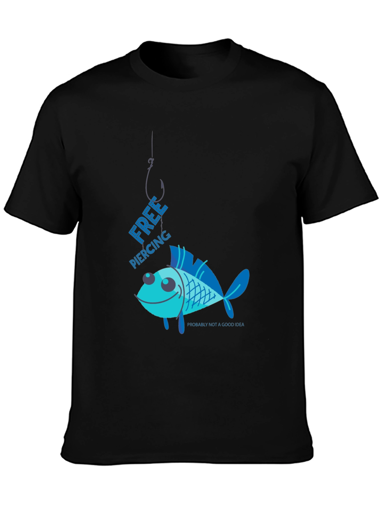 Free Piercing Fish Graphic T-Shirt Humor Tee