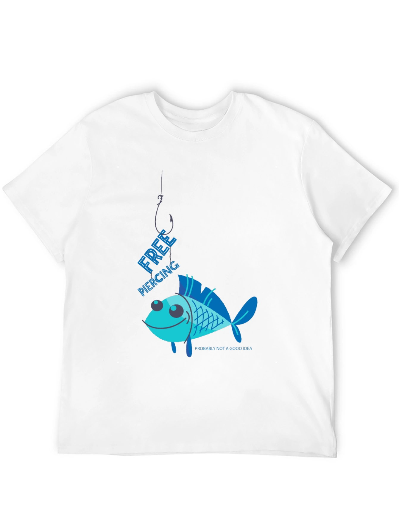 Free Piercing Fish Graphic T-Shirt Humor Tee