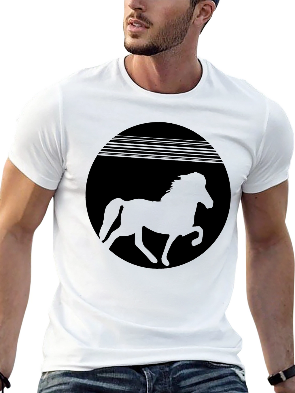 Retro Horse Graphic Black T-Shirt