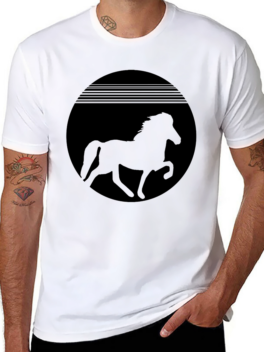 Retro Horse Graphic Black T-Shirt