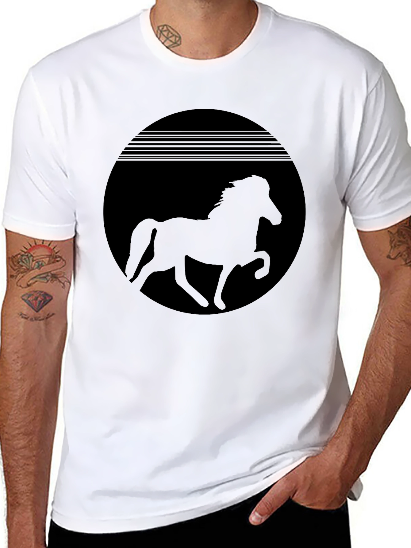 Retro Horse Graphic Black T-Shirt