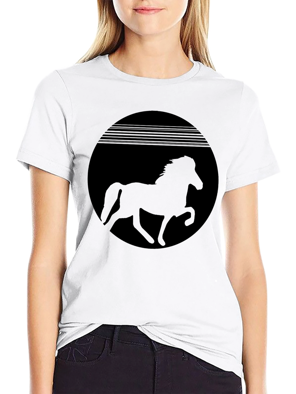Retro Horse Graphic Black T-Shirt
