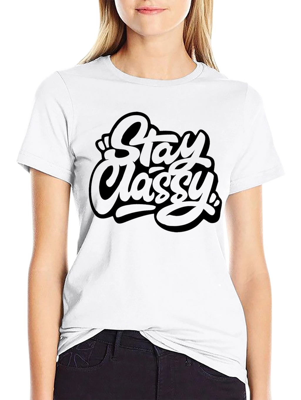 Stay Classy Graphic Tee - Black Casual T-Shirt
