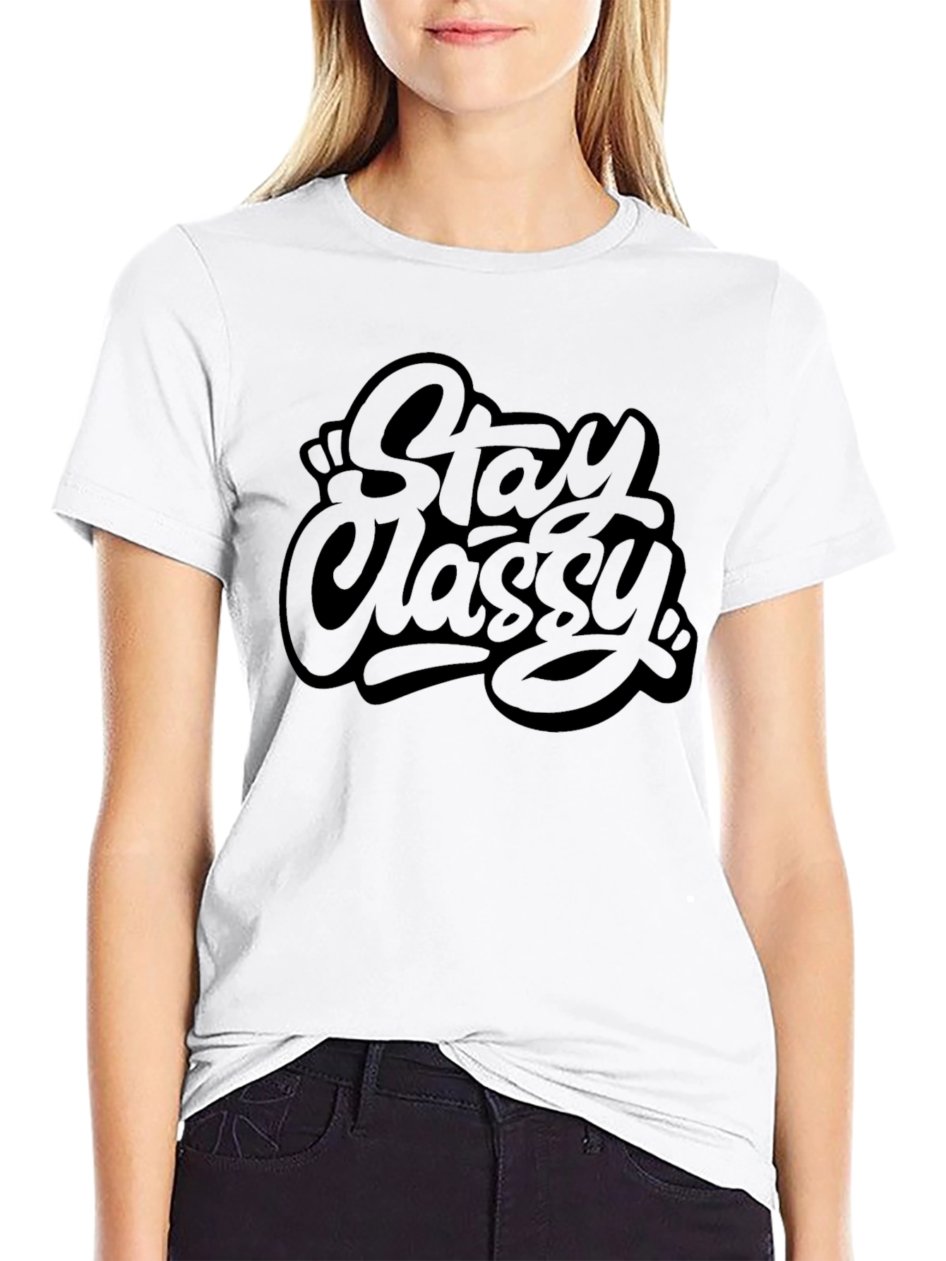 Stay Classy Graphic Tee - Black Casual T-Shirt