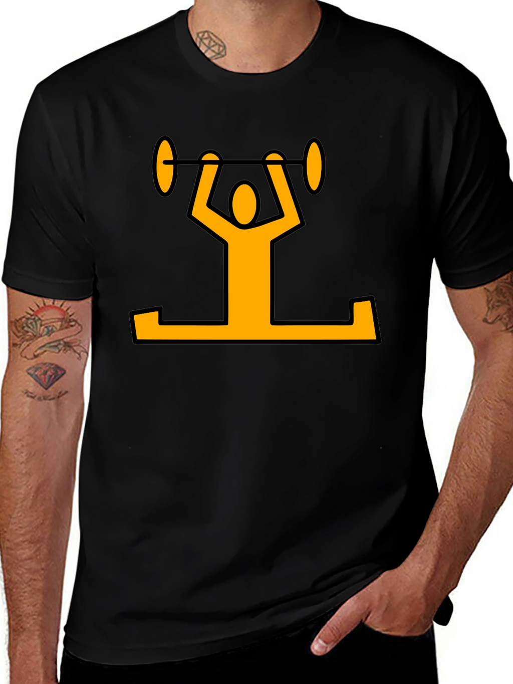 Weightlifter Graphic T-Shirt - Black Cotton Tee