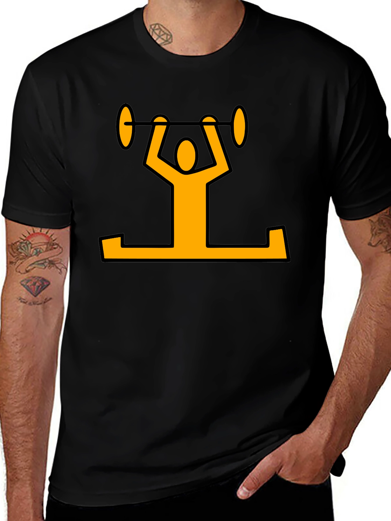 Weightlifter Graphic T-Shirt - Black Cotton Tee
